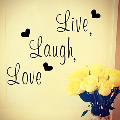 Adhesivo de Pared Live Love Laugh Frase Creativa Letras Corazones Impermeable PVC Decoración Hogar Arte DIY Removible