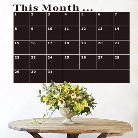 Removable Blackboard Wall Sticker Monthly Calendar Planner PVC Chalkboard Decal For Home Office School Message Board Decoration