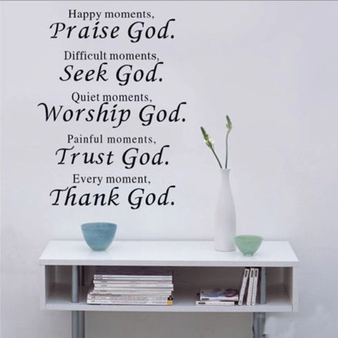 Pegatina de Pared de Proverbios en Inglés Praise God Citas Religiosas Inspiradoras Calcomanía de PVC para Decoración de Casa