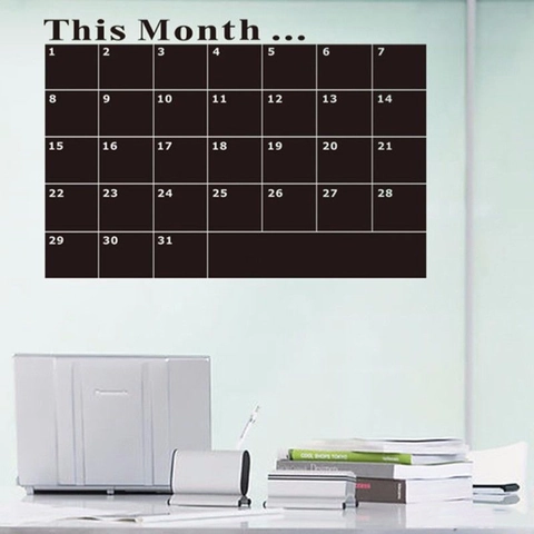 Removable Blackboard Wall Sticker Monthly Calendar Planner PVC Chalkboard Decal For Home Office School Message Board Decoration