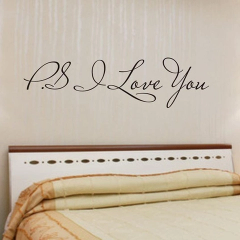 P.S. I Love You English Art Lettering Wall Sticker Removable Waterproof PVC Minimalist Decorative DIY Wall Decal For Bedroom Living Room