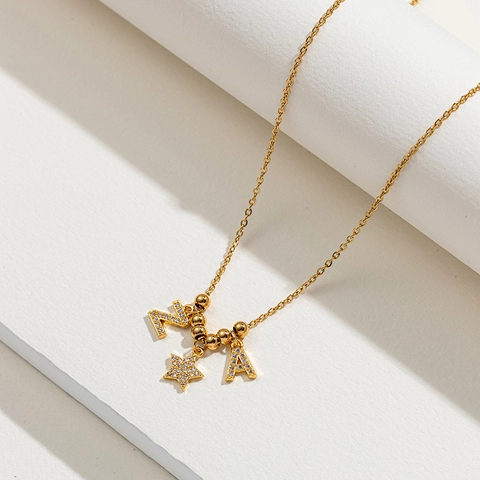 Europäisch-amerikanischer Strass Alphabet Tier Anhänger Kupfer Gold Silber Plattiert DIY Halskette Zubehör Für Damen Schmuck