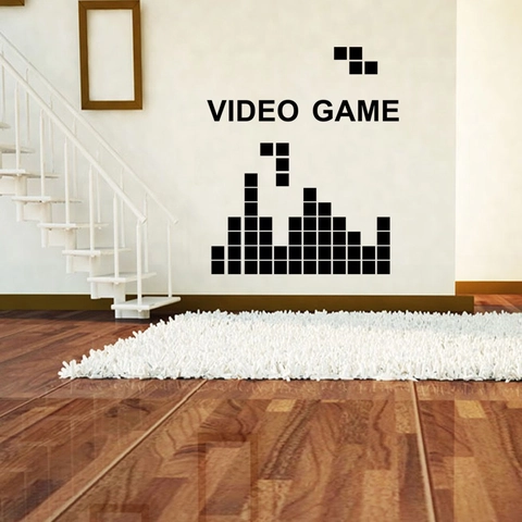 Retro Video Spiel Pixel Block Wandtattoo PVC Wasserdicht Abnehmbare Aufkleber Für Wohnzimmer Schlafzimmer Gamer Zimmer Dekor
