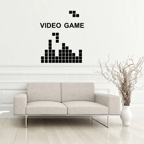 Retro Video Spiel Pixel Block Wandtattoo PVC Wasserdicht Abnehmbare Aufkleber Für Wohnzimmer Schlafzimmer Gamer Zimmer Dekor