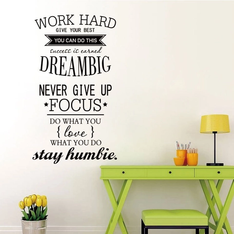 Inspirierende Englische Zitate Wandtattoo Abnehmbare Schwarze PVC Wandsticker Für Büro Wohnzimmer Moderne Home Decor Zubehör