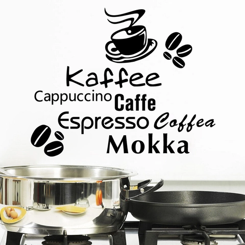 Kaffee Thema Wandaufkleber Küche Cafe Abnehmbare PVC Wandbild Dekor Wasserdicht Modern Minimalistisch Kunst Schriftzug Aufkleber