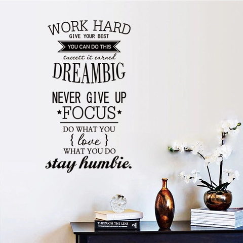 Inspirierende Englische Zitate Wandtattoo Abnehmbare Schwarze PVC Wandsticker Für Büro Wohnzimmer Moderne Home Decor Zubehör