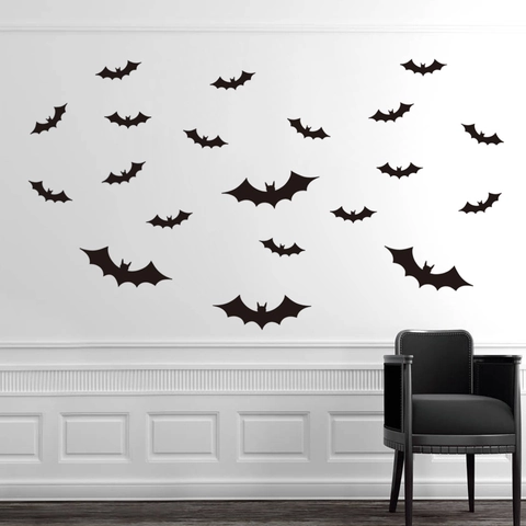 Pegatinas de Pared de Murciélago Negro de Halloween Extraíbles para Sala de Estar Dormitorio Decoración DIY de PVC