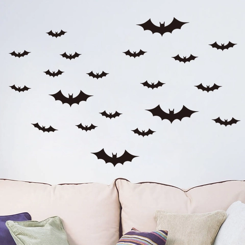 Pegatinas de Pared de Murciélago Negro de Halloween Extraíbles para Sala de Estar Dormitorio Decoración DIY de PVC