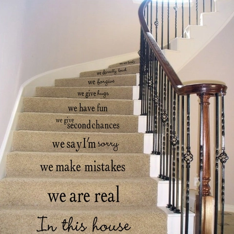 Family House Rules Wall Decal Vinyl Quote Sticker Removable Waterproof Art DIY For Living Room Stairs Home Decoration