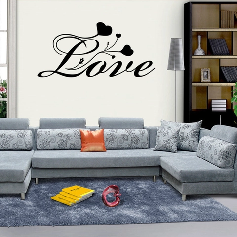 Removable Waterproof Love Quote Wall Sticker With Hearts And Leaves For Living Room Bedroom Home Decor DIY PVC Art Decal