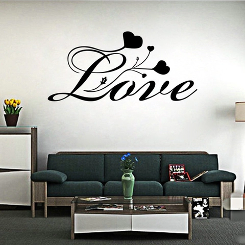 Removable Waterproof Love Quote Wall Sticker With Hearts And Leaves For Living Room Bedroom Home Decor DIY PVC Art Decal