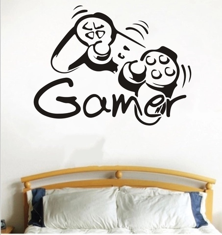 Adhesivo de Pared Gamer de PVC Mando de Juego Calcomanía para Decoración Sala de Juegos Impermeable Removible Arte de Mural DIY