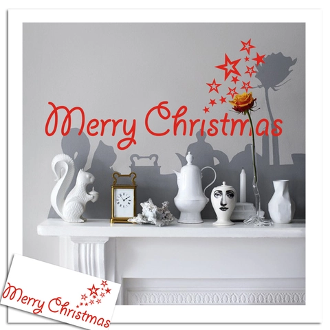 Pegatinas De Pared Feliz Navidad Impermeable PVC Removible Estrellas Calcomanías Decoración Festiva Hogar Para Sala Ventana