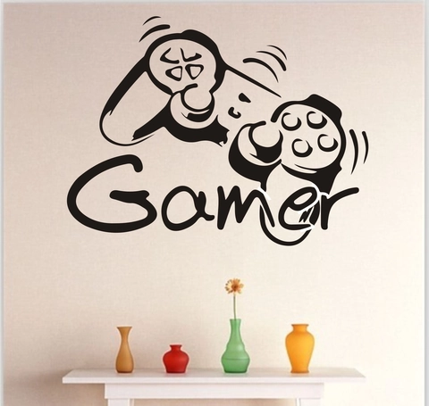 Adhesivo de Pared Gamer de PVC Mando de Juego Calcomanía para Decoración Sala de Juegos Impermeable Removible Arte de Mural DIY