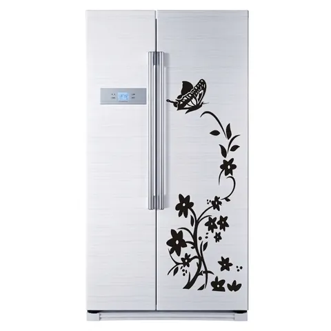 Abnehmbarer PVC Schmetterling Blumenranke Wandaufkleber Für Kühlschrank Küche Heimdekoration Wasserdichtes Vinyl Kunst Wandbild
