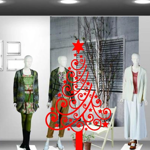 Minimalistische Kerstboom Muursticker Verwijderbare PVC Venstersticker Met Ster Spiraal Ontwerp Feestelijke Vakantie Decoratie