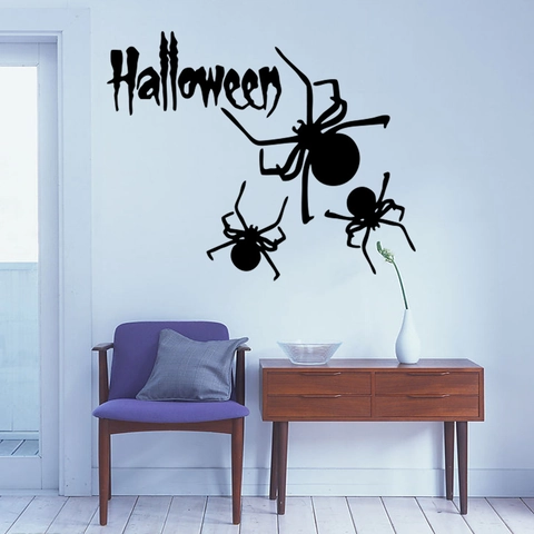 Halloween Schwarze Spinne Wandtattoo Abnehmbare PVC Aufkleber Für Wohnzimmer Schaufenster Zuhause Party Dekoration DIY Kunst