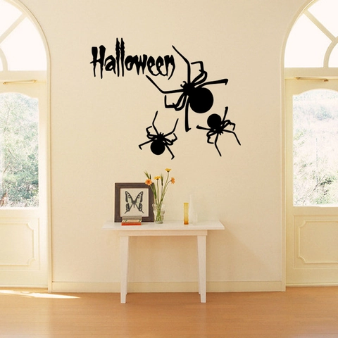 Halloween Schwarze Spinne Wandtattoo Abnehmbare PVC Aufkleber Für Wohnzimmer Schaufenster Zuhause Party Dekoration DIY Kunst