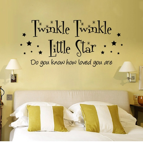 Adesivo da Parete Twinkle Twinkle Little Star Citazione Vivaio Modello Stella PVC Removibile Decorazione Casa Camera Bambini