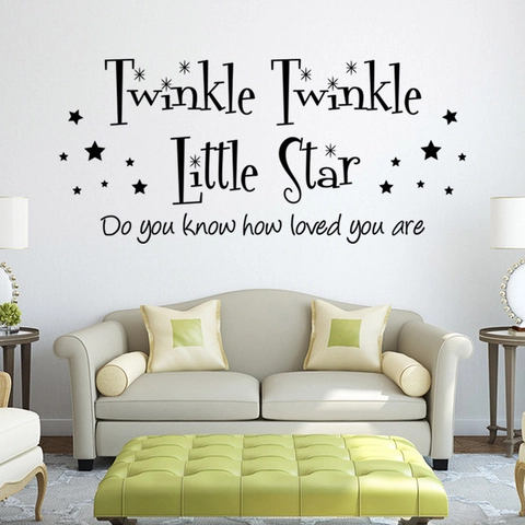 Adesivo da Parete Twinkle Twinkle Little Star Citazione Vivaio Modello Stella PVC Removibile Decorazione Casa Camera Bambini