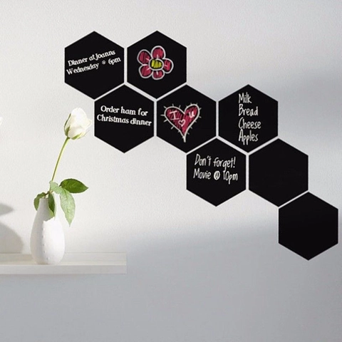 Verwijderbare Zeshoekige Krijtbord Muursticker PVC Muur Decor Voor Kinderkamer Keuken Kantoor Thuis Decor Mat Zwart DIY Memobord