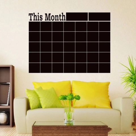 Large Monthly Calendar Chalkboard Wall Sticker Removable PVC Monthly Planner Grid Wall Decal For Office Classroom Home Decor