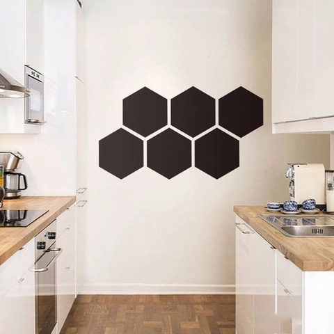 Verwijderbare Zeshoekige Krijtbord Muursticker PVC Muur Decor Voor Kinderkamer Keuken Kantoor Thuis Decor Mat Zwart DIY Memobord
