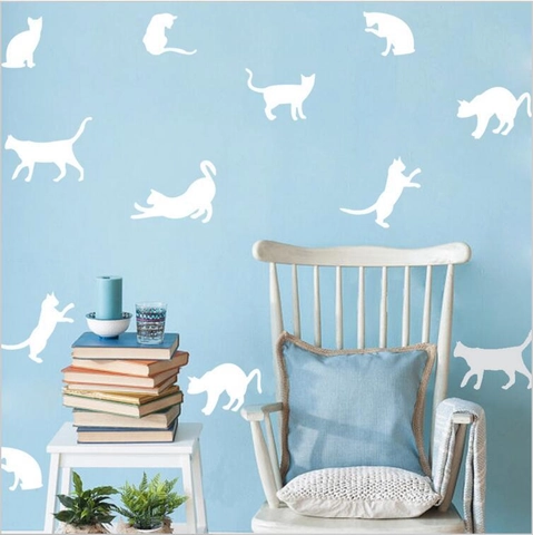 Modern Minimalistisch Katzen Silhouette Wandtattoo Wasserdicht PVC Matt Tier Wandaufkleber Für Wohnzimmer Schlafzimmer Dekor