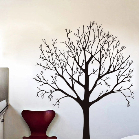 Sticker Mural Grand Arbre En PVC Moderne Imperméable Amovible Silhouette De Branche Décalcomanie Pour Salon Chambre Décoration
