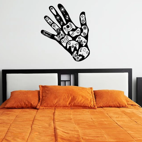 Pegatina de Pared Creativa Mando de Juego Mano Abstracto Impermeable PVC Calcomanía de Pared para Dormitorio Infantil Sala de Estar