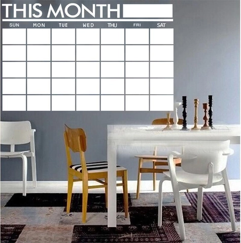 Maandkalender Krijtbord Muursticker Verwijderbare PVC Planner Decal Rasters Schema Voor Kantoor Klaslokaal Huisdecoratie