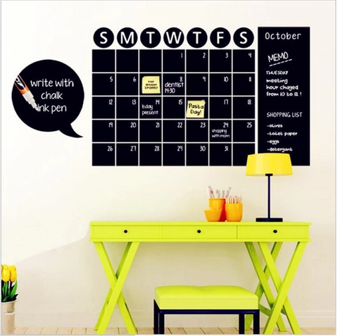 Removable Monthly Calendar Blackboard Wall Sticker PVC Chalkboard Planner Weekly Schedule Memo Board For Home Office Classroom Decor