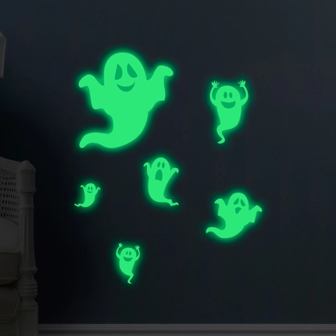 Halloween Luminous Ghost Wall Stickers Glow In The Dark PVC Fluorescent Decals For Kids Room Bedroom Party Decoration