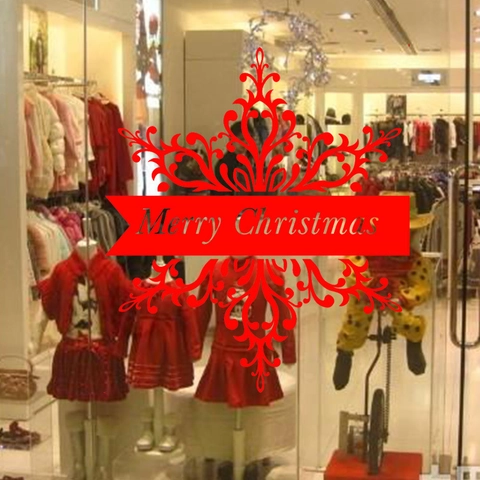 Merry Christmas Sneeuwvlok Muursticker Verwijderbare PVC Venster Sticker Voor Winkel Huis Vakantie Feestelijke Decoratie Kunst Muurschildering