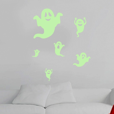 Halloween Luminous Ghost Wall Stickers Glow In The Dark PVC Fluorescent Decals For Kids Room Bedroom Party Decoration