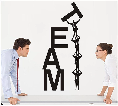 Adesivo Murale Motivazionale TEAM Scritta Inglese PVC Impermeabile Lavoro di Squadra Sagoma Decorazione Ufficio Aula