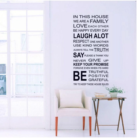 In This House We Are A Family House Rules Quotes Wall Sticker Removable PVC Vinyl Art Decal For Living Room Bedroom Home Decor