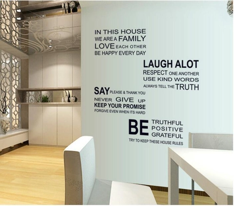 In This House We Are A Family House Rules Quotes Wall Sticker Removable PVC Vinyl Art Decal For Living Room Bedroom Home Decor