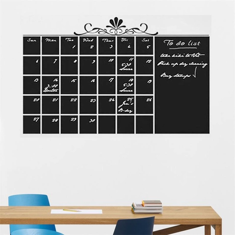 Removable PVC Monthly Calendar Wall Sticker Blackboard Decal With To Do List Memo Board For Home Office Classroom Decoration
