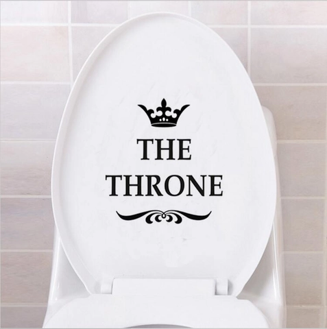 The Throne Krone Schriftzug Toilettenaufkleber Wasserdicht Schwarz PVC Badezimmer Dekoration Wandaufkleber Kreativ Zubehör