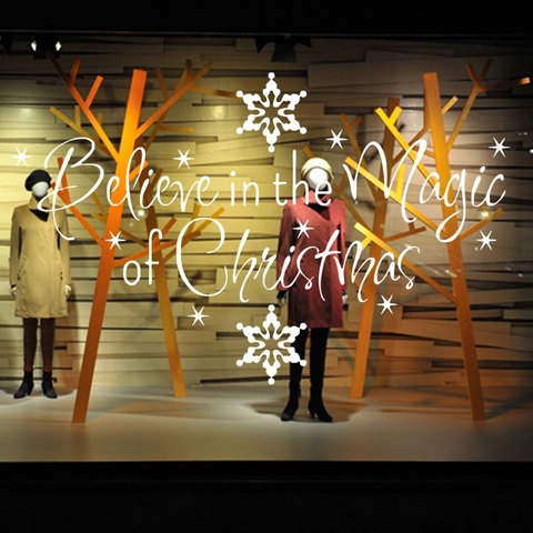 Believe In The Magic Of Christmas Wandtattoo Schneeflocke Sterne PVC Abnehmbare Wasserdichte Fenster Glas Aufkleber Deko