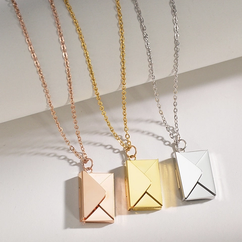 Minimalist Stainless Steel Envelope Pendant Necklace For Women Openable Letter Romantic Jewelry Anniversary Gift For Her