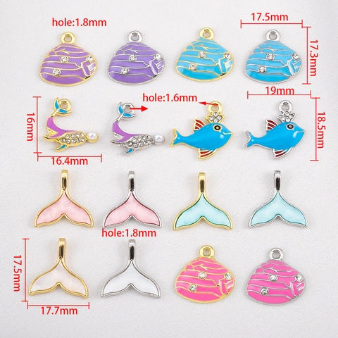 Alloy Enamel Ocean Pendants Whale Tail Shell Fish Charms For DIY Necklace Bracelet Making Women Fashion Jewelry Accessories