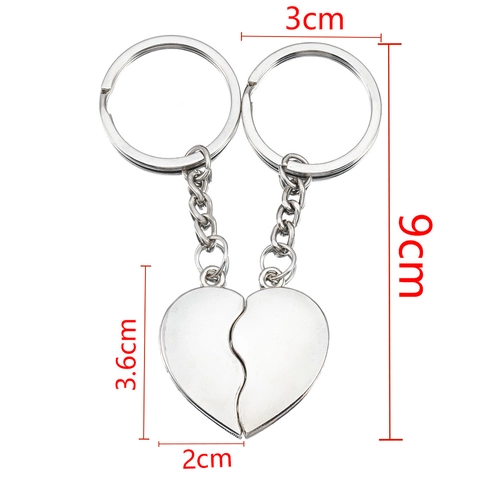 Legierung Tropföl Gebrochenes Herz Paar Schlüsselanhänger Set Splicing Liebe Herz Anhänger Schlüsselanhänger Für Liebhaber