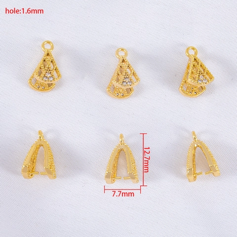 DIY Kupfer Anhänger Ösen Mit Zirkonia Eingelegt Hohl Pinch Bails Verbinder Für Schmuckherstellung Damen Halskette Zubehör