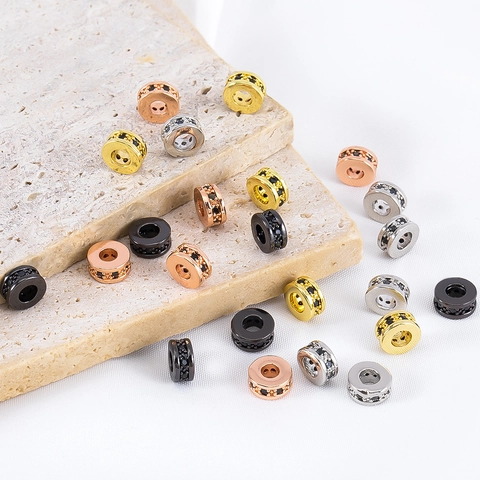Micro Pave Strass Koperen Tussenkraal Rondelle Wiel Bedel DIY Sieraden Maken Accessoires Voor Armband Ketting Component