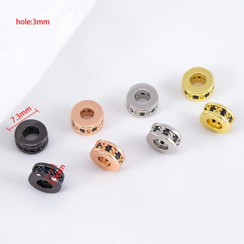 Micro Pave Strass Koperen Tussenkraal Rondelle Wiel Bedel DIY Sieraden Maken Accessoires Voor Armband Ketting Component