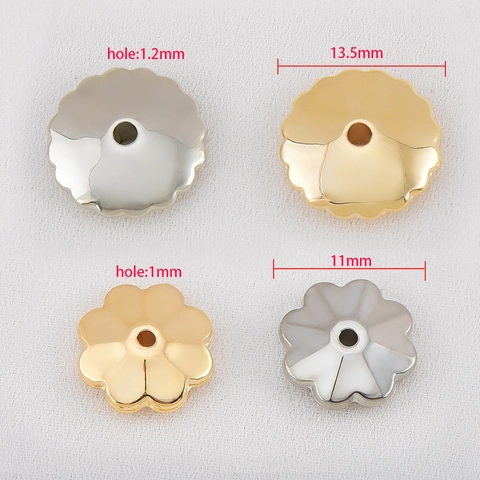 DIY Jewelry Making Supplies Plastic Electroplated Flower Spacer Beads Gold Silver Metallic Flower Bead Caps Spacers Components