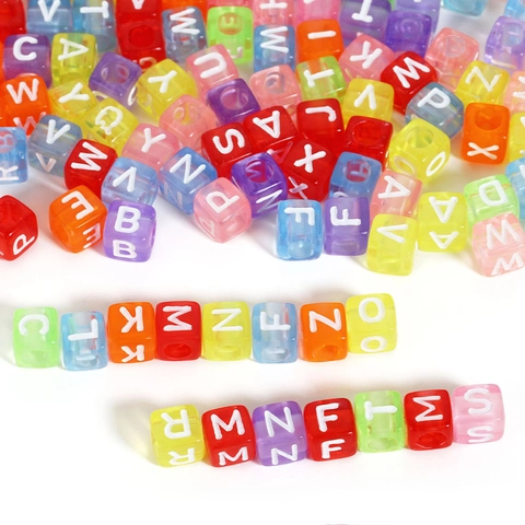 Acrylic English Letter Square Beads For DIY Jewelry Making Colorful Transparent Alphabet Beads For Handmade Bracelets Necklace Accessories